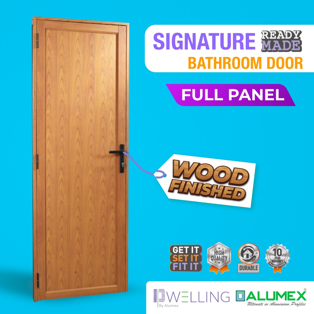 Signature Bathroom Door - Full Panel (Wood- 690mm x 1905mm) | Alumex