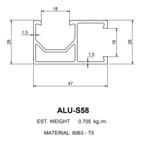 Technical diagram of aluminium profile