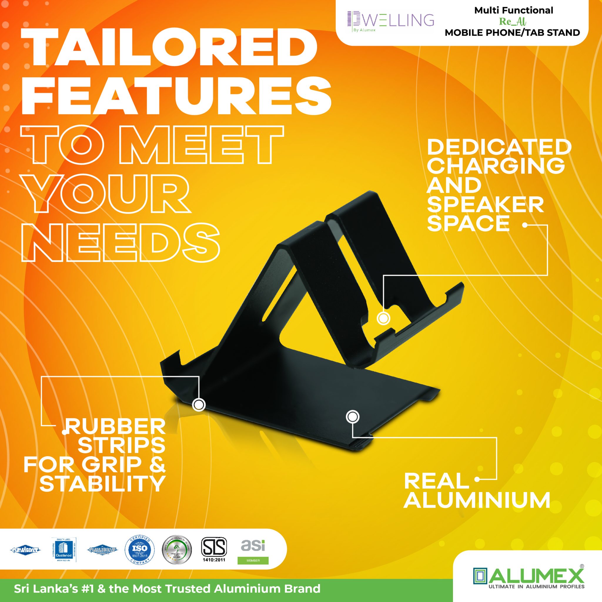 Multi Functional ReAl Mobile Phone Stand/Tab Stand Alumex